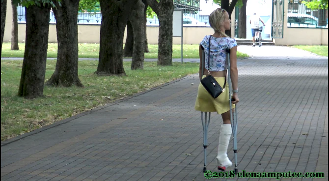 Amputee girl Carolina cleaning